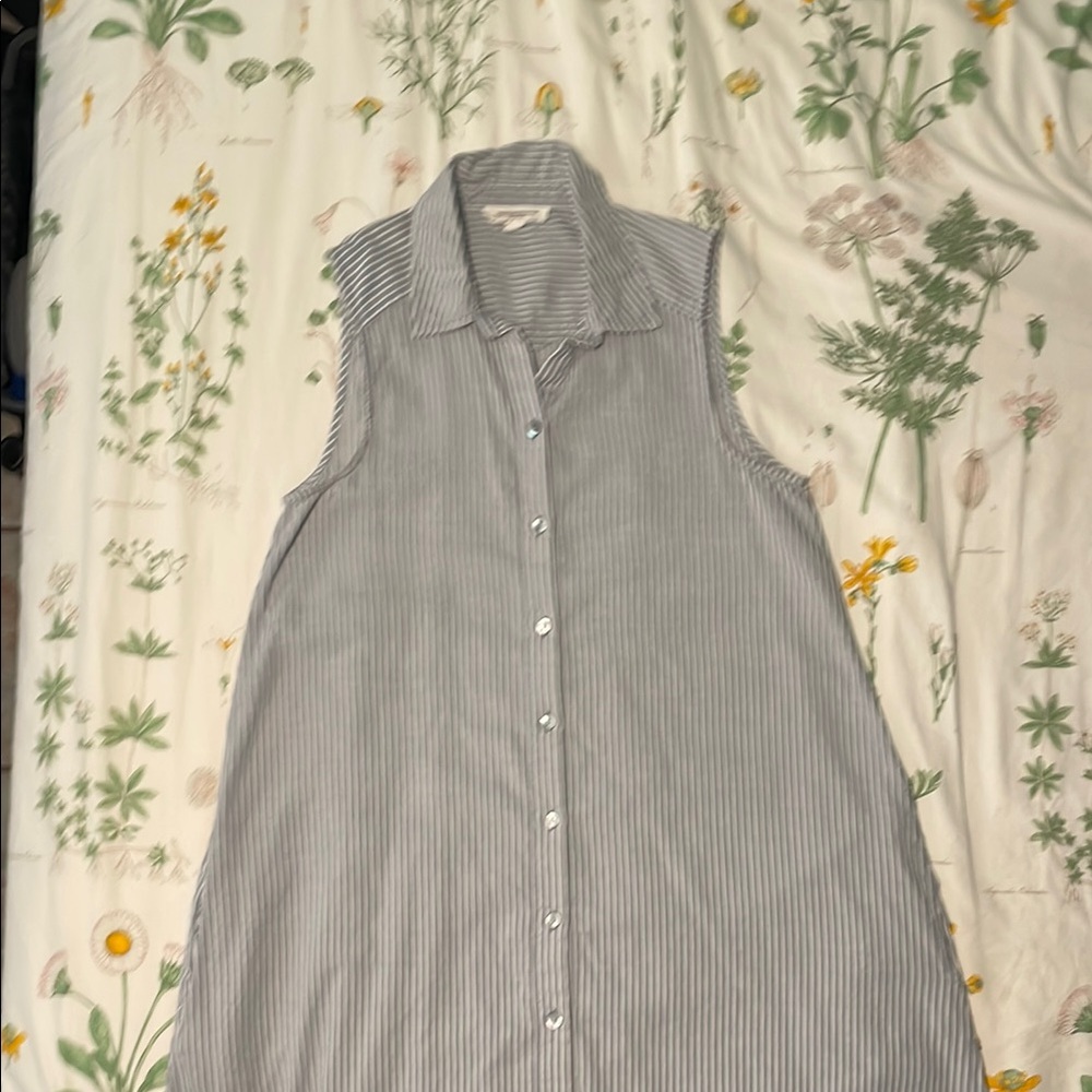 Sleeveless Striped Button-Up Dress